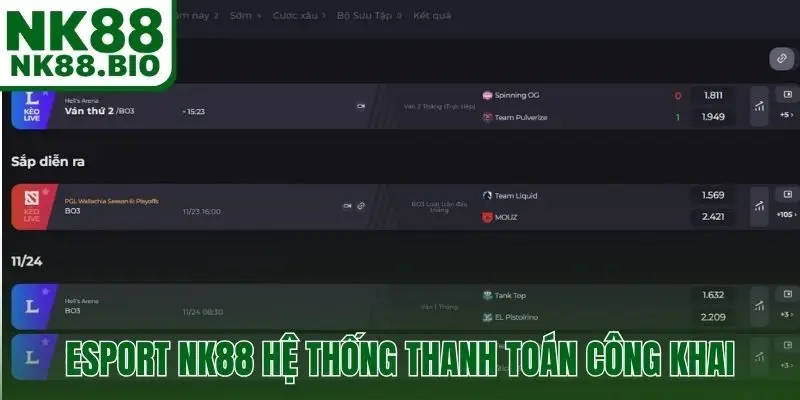 Esport NK88 xây dựng hệ thống thanh toán công khai - minh bạch